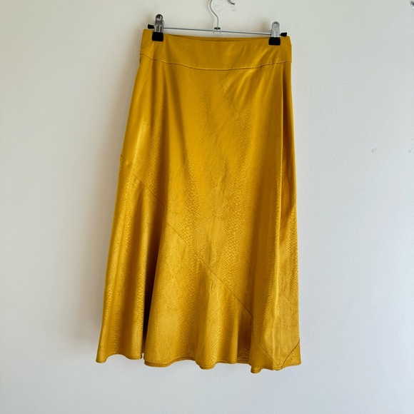 [ intimately free people ] yellow gold snakeskin reptile print midi skirt XS - Picture 10 of 12